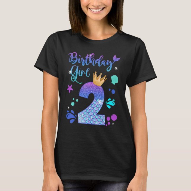 Sjöjungfru Birthday Girl 2 Year Old its My 2nd Bda T Shirt (Framsida)