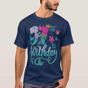 Sjöjungfru Birthday Girl 7 Years Old 7:e Bday Girl T Shirt