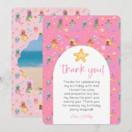 Sjöjungfru Birthday Photo Tack Inbjudningar