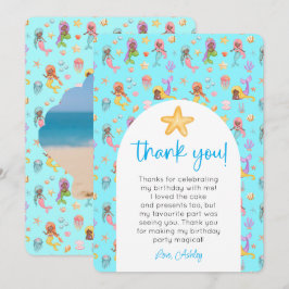 Sjöjungfru Birthday Photo Tack Inbjudningar