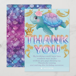Sjöjungfru Birthday Rosa Blue Guld Tack Kort