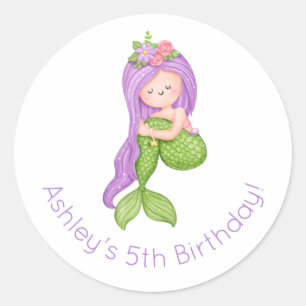Sjöjungfru Birthday Runt Klistermärke
