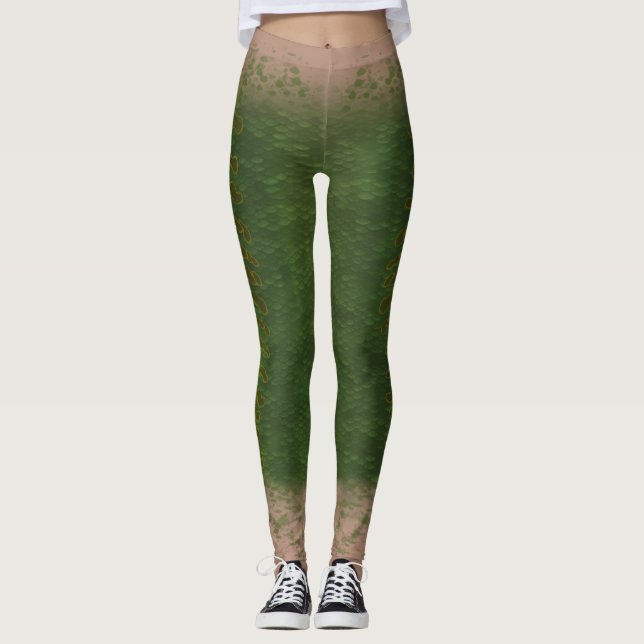 Sjöjungfru , blandad vassling Leggings Kelp-skog 5 (Framsida)