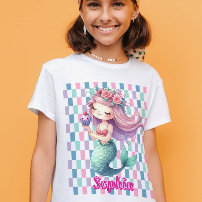 Sjöjungfru block rosa namn mönster t shirt (Skapare uppladdad)