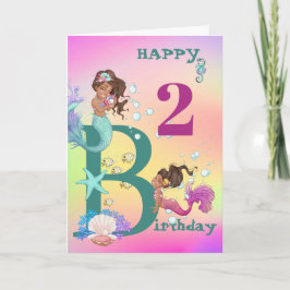 Sjöjungfru Blue Rainbow Age Cute Birthday Kort