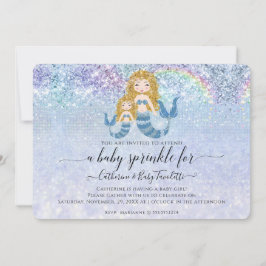 Sjöjungfru Blue Rainbow Blond Flicka Sprinkle Inbjudningar