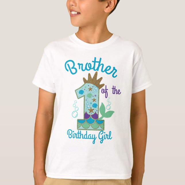 Sjöjungfru Brother of the First Birthday Princess T Shirt (Framsida)
