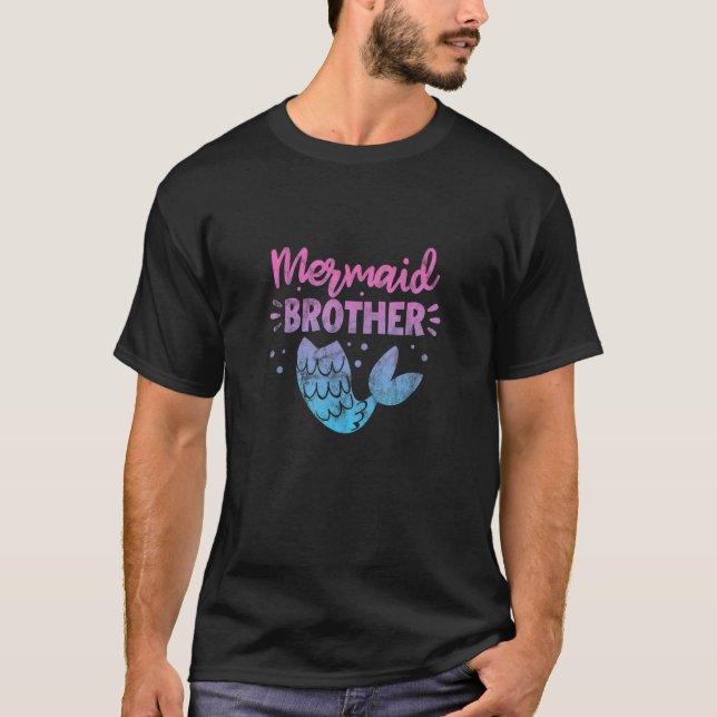 Sjöjungfru Brother Syskon matchande familjefödelse T Shirt (Framsida)