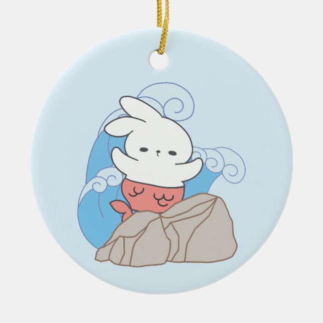 Sjöjungfru Bunny Äventyr A Stänk i sommarRoligten Julgransprydnad Keramik (Framsidan)