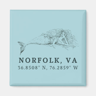 Sjöjungfru Button Magnet - Koordinates of Norfolk