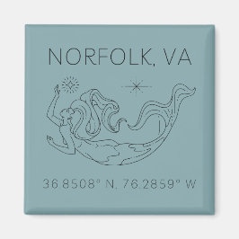Sjöjungfru Button Magnet - Koordinates of Norfolk