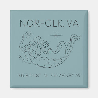 Sjöjungfru Button Magnet - Koordinates of Norfolk