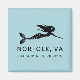 Sjöjungfru Button Magnet - Koordinates of Norfolk