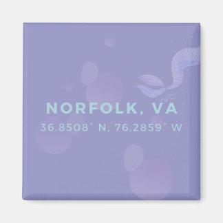 Sjöjungfru Button Magnet - Koordinates of Norfolk
