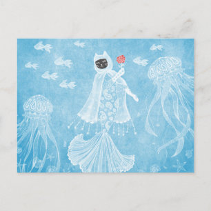 Sjöjungfru cat Isig princess Postcard Vykort