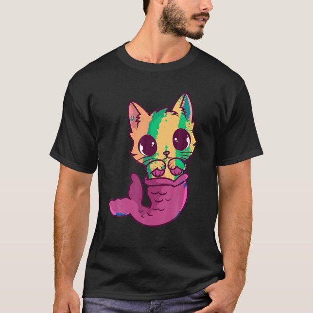 Sjöjungfru Cat Lover Owner Purrmaid Fish Kitten Me T Shirt (Framsida)