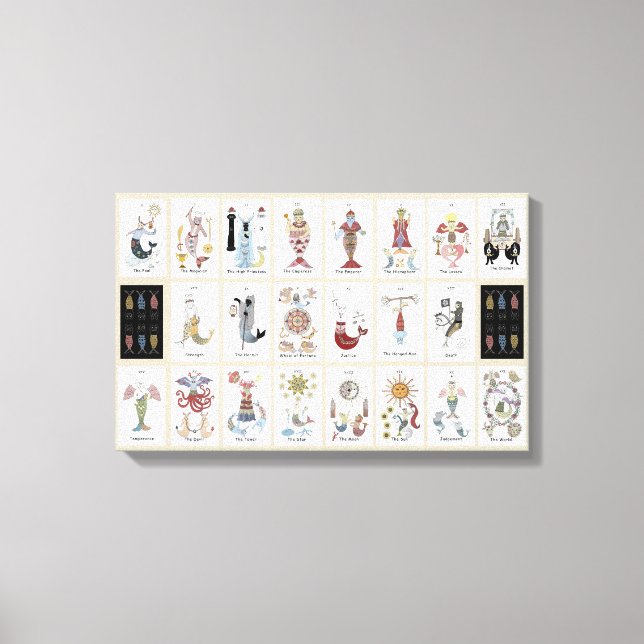 Sjöjungfru cat Tarot Major Arcana Canvastryck (Framsida)