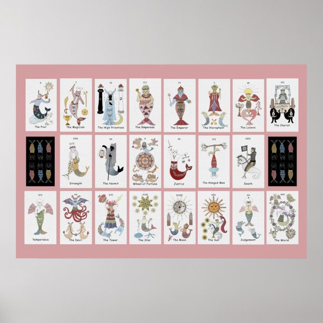 Sjöjungfru cat Tarot Major Arcana Poster (Framsidan)