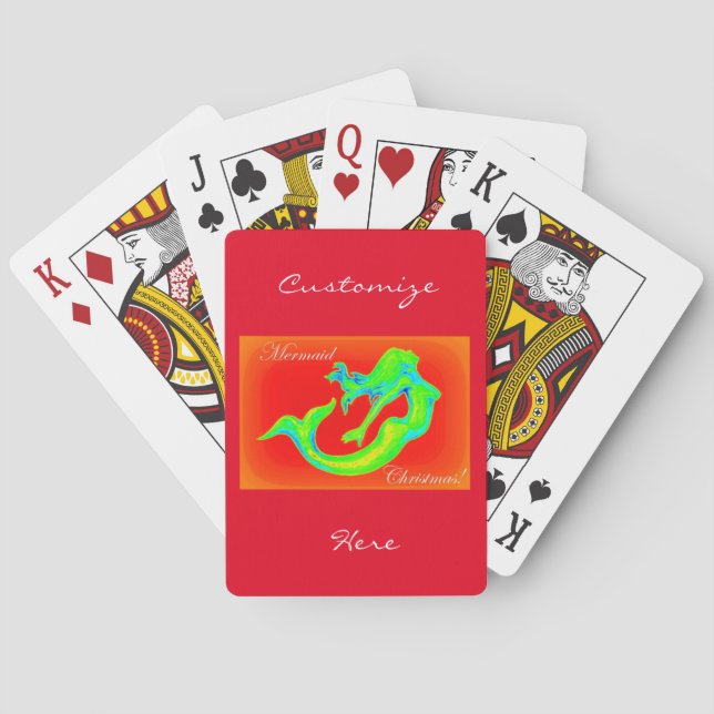 sjöjungfru christmas röd spel kort (Baksidan)