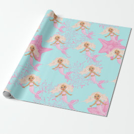 Sjöjungfru Cute Girly Rosa Blue under Sea Presentpapper
