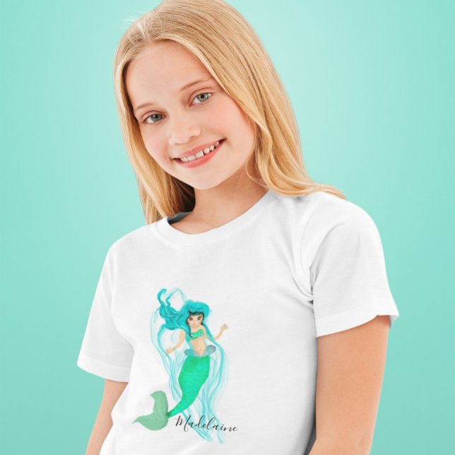 Sjöjungfru Cute Grönt Girly T-Shirt (Skapare uppladdad)