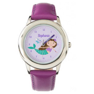 Sjöjungfru Cute Lila Personlig Armbandsur