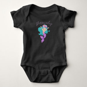 Sjöjungfru Cute Little Girl Sjöjungfru Lila blommo T Shirt