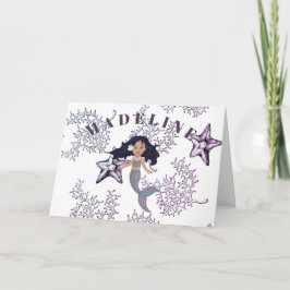 Sjöjungfru Cute Mörk Hair under Havsdagen Kort