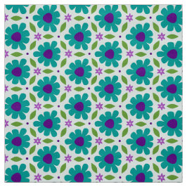 SJÖJUNGFRU - Cute Teal Botanical Flowers på Blommi Tyg