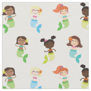 Sjöjungfru Cute Tecknad Kids Print Fabric Tyg