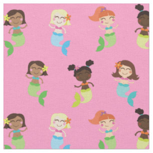 Sjöjungfru Cute Tecknad Kids Print Fabric Tyg