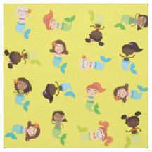 Sjöjungfru Cute Tecknad Kids Print Fabric