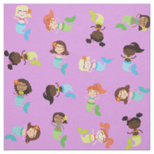 Sjöjungfru Cute Tecknad Kids Print Fabric Tyg