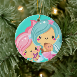 Sjöjungfru Cutie Sisters jul Julgransprydnad Keramik