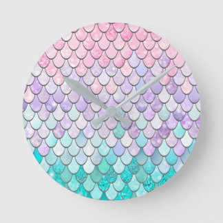 Sjöjungfru Decor Wall Clock for Girls, Kids, Nurse Rund Klocka