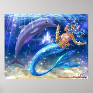Sjöjungfru/delfin Poster