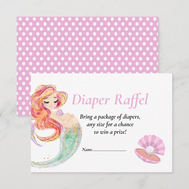 Sjöjungfru Diape Raffel Baby Shower Under havet Inbjudningar (Fram/baksida)
