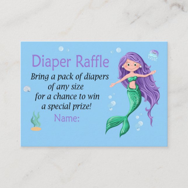 Sjöjungfru Diaper Raffle Biljett (Framsida)