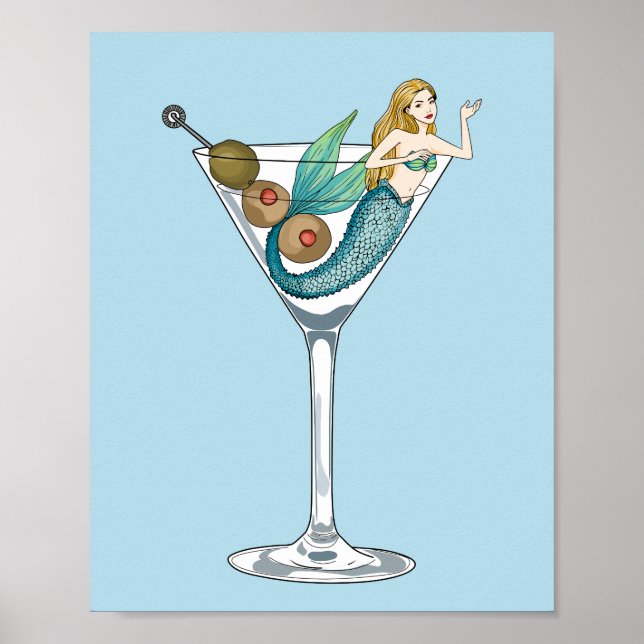 Sjöjungfru Dirty Martini Art Print Poster (Framsidan)