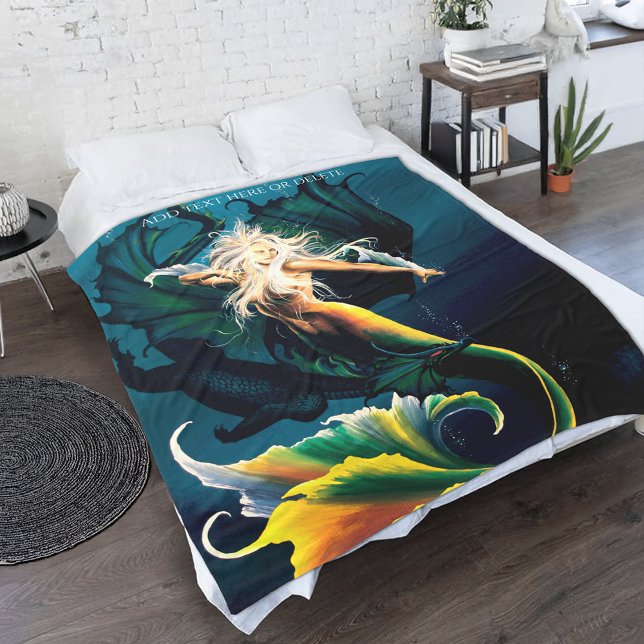 Sjöjungfru Dragon Fantasy Blue Fleecefilt (Skapare uppladdad)