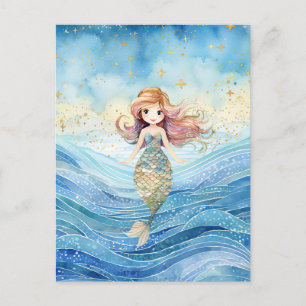 Sjöjungfru Dreams Illustration Ocean Helg Vykort
