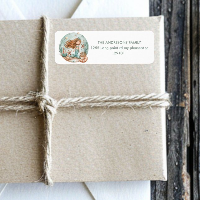 Sjöjungfru Dreams Kids Returadress Etikett (Skapare uppladdad)