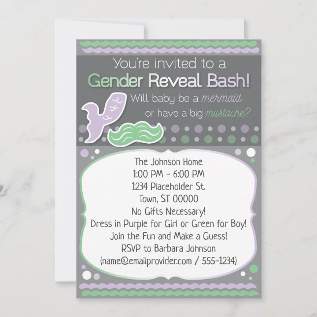 Sjöjungfru eller Mustache Gender Reveal (Framsida)