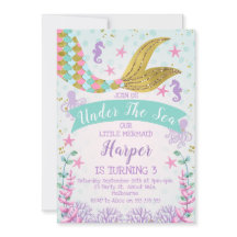 Sjöjungfru eller under inbjudan till sjöfödelsedag