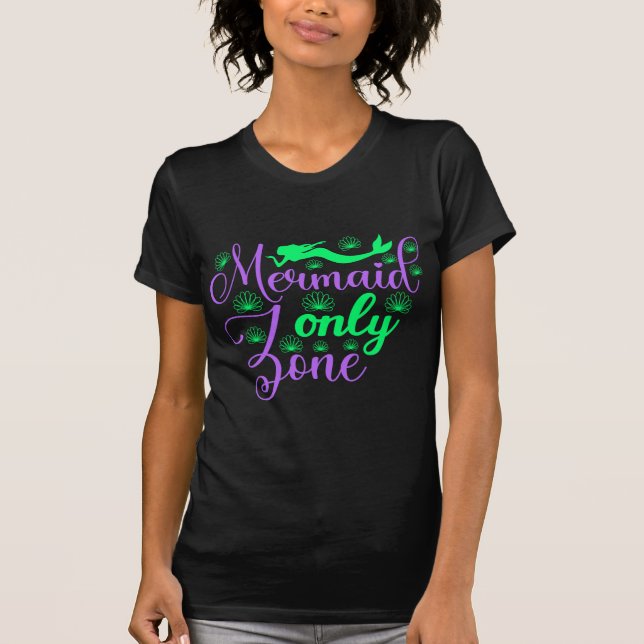 Sjöjungfru endast Zon i Neon Grönt och Lila T Shirt (Framsida)