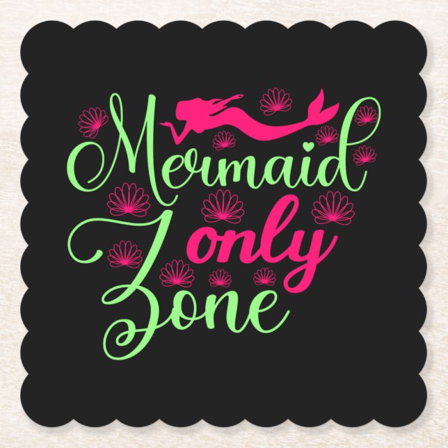 Sjöjungfru Endast Zon i Shock rosa och Neon Grönt Underlägg Papper (Framsida)