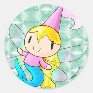 Sjöjungfru Fairy Princess Sticker Lakan Runt Klistermärke