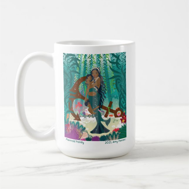 Sjöjungfru Family (brunt skinn och ögon) Mugg (Vänster)