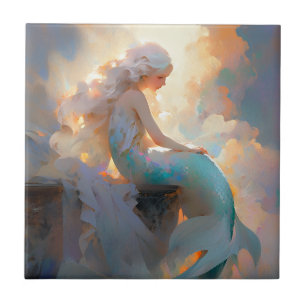 Sjöjungfru Fantasy Art Kakelplatta