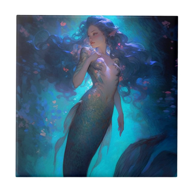 Sjöjungfru Fantasy Art Kakelplatta (Framsidan)